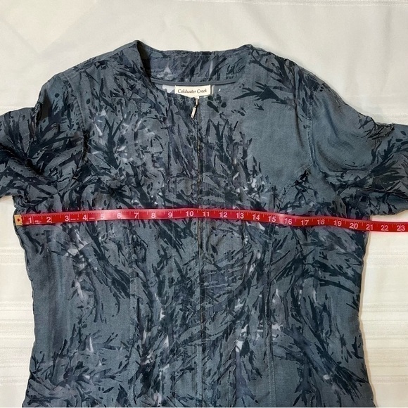 Coldwater Creek Zip Front Jacket‎ Slate Blue Burn Out 3/4 Sleeve Sz M 10-12 EUC - Picture 7 of 10